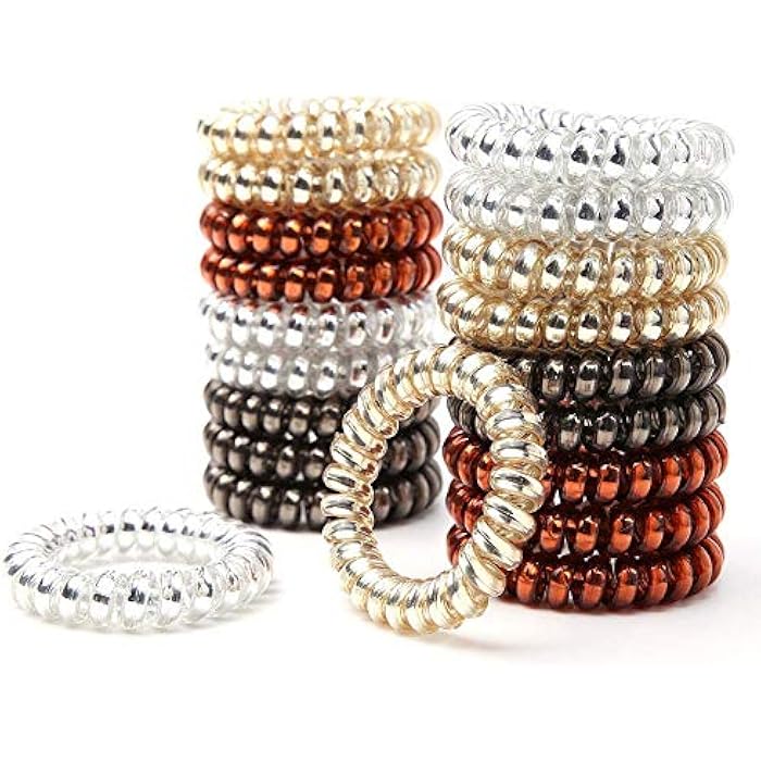 Shivarth Rubber Telephone Wire Hair Ties Spiral Slinky Hair Head Elastic Bands Set Color Mixing Fashion Transparent Clear Elastic Hair Bands Wire Styled Ties Spiral Rubber Rope Bobble 10pcs - Image 4